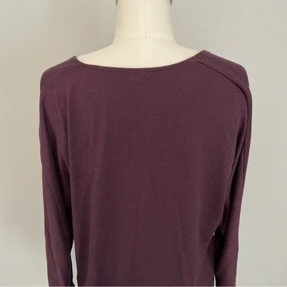 Aritzia Wilfred Free Aneta V-Neck Top Maroon Burgundy Loose Boxy Fit - Picture 11 of 15